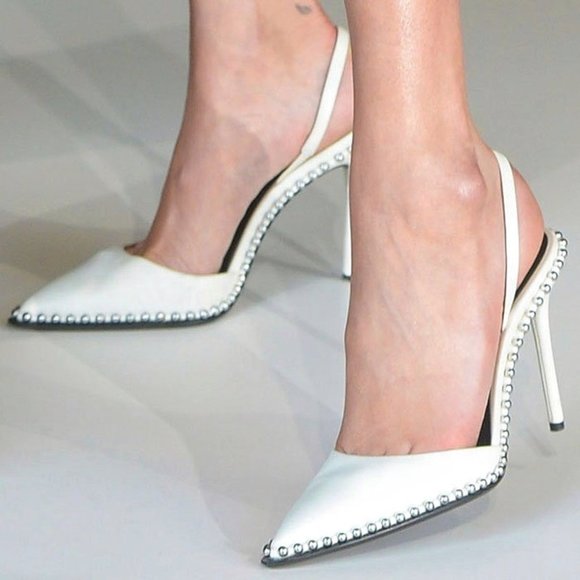 Alexander Wang Shoes - Alexander Wang Rina Slingback Studded Heels White